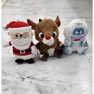 Rudolph, Santa, Abominable Snowman Baby Plush Rattle Christmas Stuffed All 3